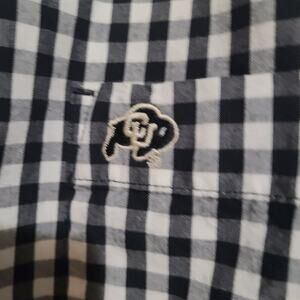 PAXTON MEN'S CU BUFFS LOGO BUTTON UP GINGHAM LS SHIRT SIZE L COLORADO UNIVERSITY